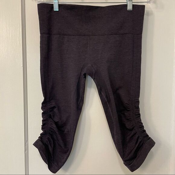 Lululemon In The Flow Crop II Seamless Leggings Heathered Deep Zinfandel - Picture 4 of 7